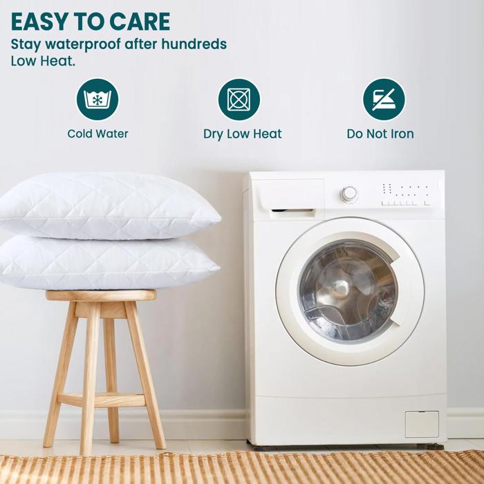 Quilted Waterproof Pillow Protector Cover – Soft, Breathable, Hypoallergenic & Dust Mite Protection