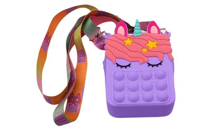 Kid's Pop-It Bubble Unicorn and Fruits Fidget Crossbody Handbag For Small Accessories