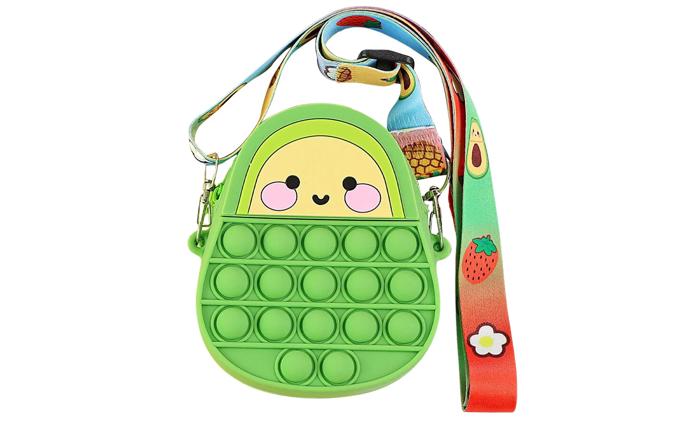 Kid's Pop-It Bubble Unicorn and Fruits Fidget Crossbody Handbag For Small Accessories