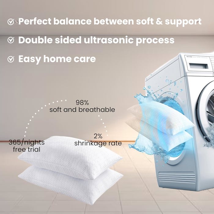 2-Pack | Soft & Plush Fiber Fill Adjustable Cooling Sleeping Pillow