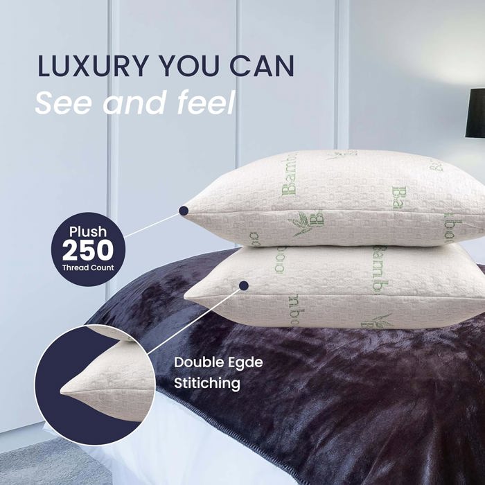 2-Pack | Soft & Plush Fiber Down Alternative Rayon from Bamboo Sleeping Pillow