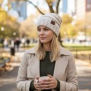 White Trendy Women's Winter Beanie Soft Knitted Hat for Casual, Street Style & Cold Weather Wear
