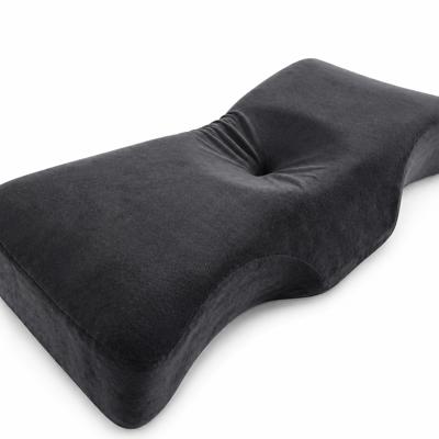 Cervical Pain Relief Memory Foam Pillow with Black Velvet Removable Zipper Cover