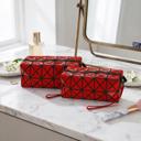 Red 2-Pack Stylish Diamond Pattern Cosmetic Organizer Makeup Bag (1 Or 2 Pack)