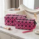 Pink 2-Pack Stylish Diamond Pattern Cosmetic Organizer Makeup Bag (1 Or 2 Pack)