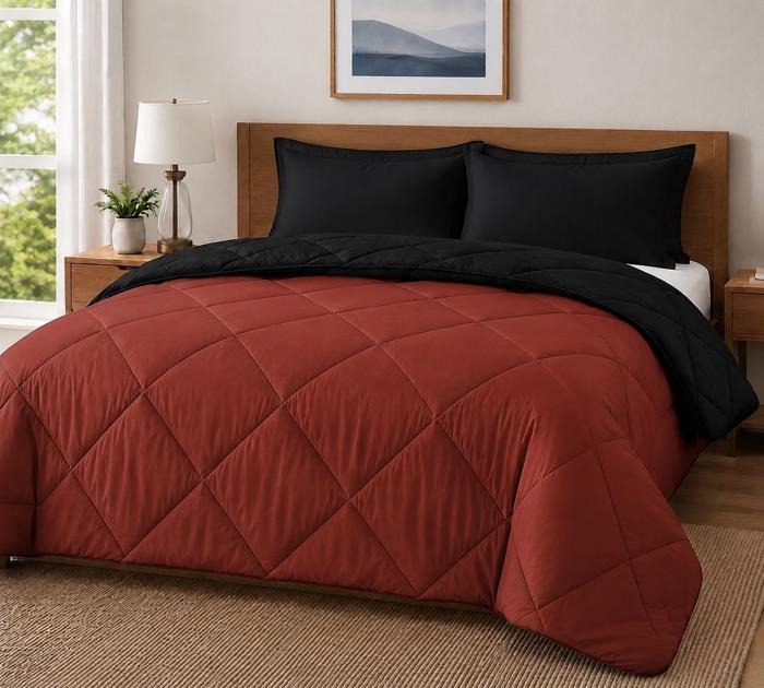 3-Piece Reversible Comforter Bedding Set with 2 Pillowcases, Lightweight Microfiber Construction, Soft Quilted Design for Year-Round Use, Available in Full/Queen & King/California King
