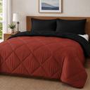 Black/Burgundy Queen 3-Piece Reversible Comforter Bedding Set with 2 Pillowcases, Lightweight Microfiber Construction, Soft Quilted Design for Year-Round Use, Available in Full/Queen & King/California King