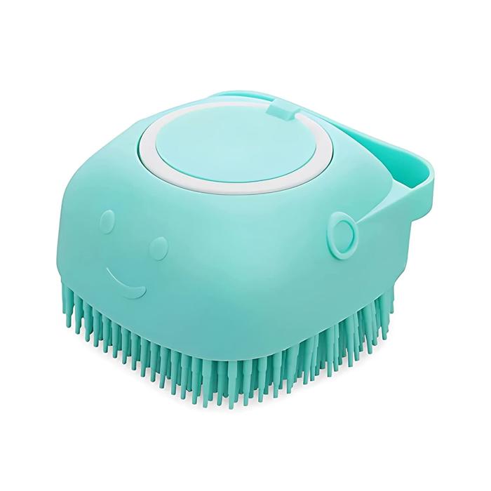 Soft Silicone Pet Bath Brush with Shampoo Dispenser Easy Grooming & Massage Scrubber for Dogs & Cats (1 or 2 Pack)