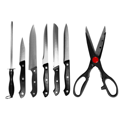 8-Piece: German Style Knife Set Cutting Board and Scissor