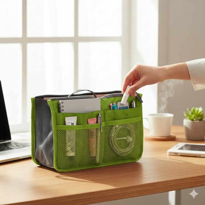 Carry-On Handbag/Purse with Insert Organizer for Cosmetics