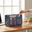 Gray Carry-On Handbag/Purse with Insert Organizer for Cosmetics