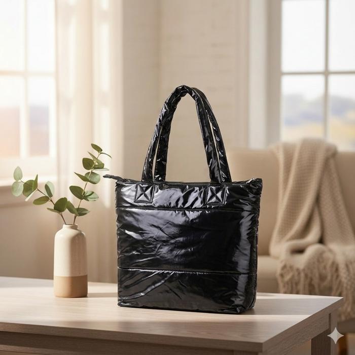 Lightweight Premium Puffer Quilted Tote Bag with Compartments | 4 Colors