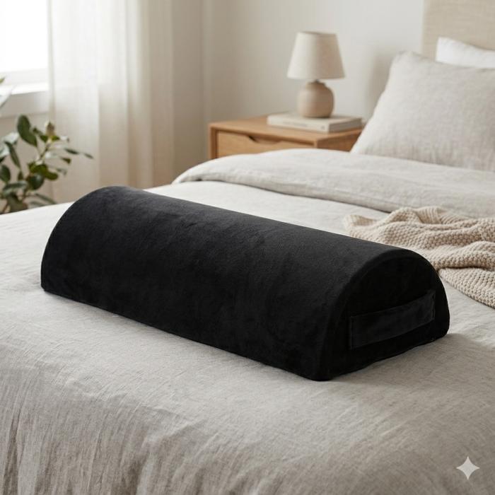 Orthopedic Half-Round Lumbar Neck & Leg Relief Pillow with Removable Cover