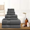 Gray 8-Piece Organic 100% Cotton Soft & Luxury Bath Towel Set