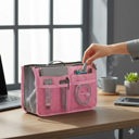 Light Pink Carry-On Handbag/Purse with Insert Organizer for Cosmetics