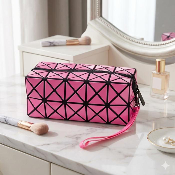 Stylish Diamond Pattern Cosmetic Organizer Makeup Bag (1 Or 2 Pack)
