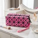 Pink 1-Pack Stylish Diamond Pattern Cosmetic Organizer Makeup Bag (1 Or 2 Pack)