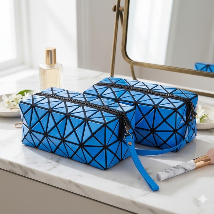 Stylish Diamond Pattern Cosmetic Organizer Makeup Bag (1 Or 2 Pack)
