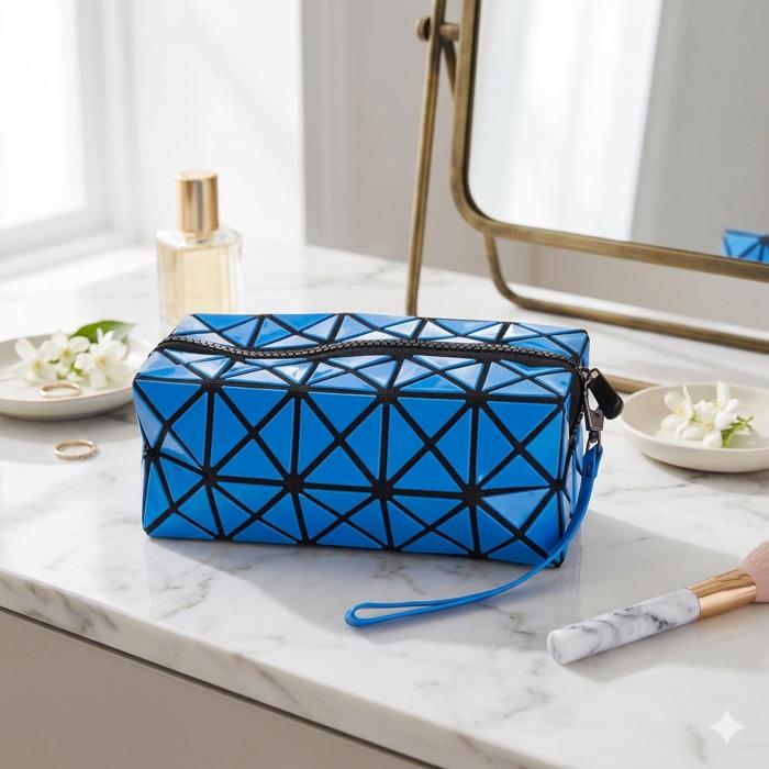 Stylish Diamond Pattern Cosmetic Organizer Makeup Bag (1 Or 2 Pack)