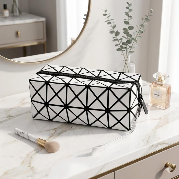Stylish Diamond Pattern Cosmetic Organizer Makeup Bag (1 Or 2 Pack)