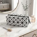 White 1-Pack Stylish Diamond Pattern Cosmetic Organizer Makeup Bag (1 Or 2 Pack)
