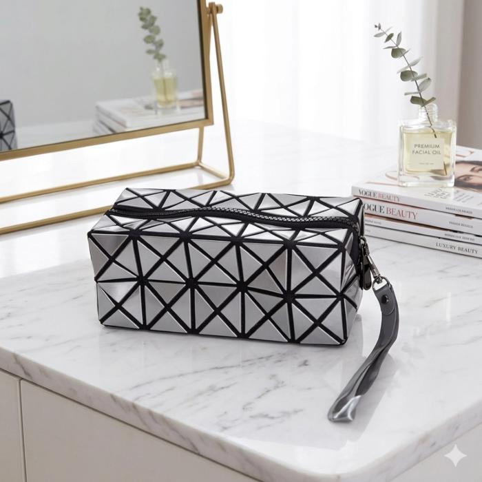 Stylish Diamond Pattern Cosmetic Organizer Makeup Bag (1 Or 2 Pack)