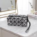 Silver 1-Pack Stylish Diamond Pattern Cosmetic Organizer Makeup Bag (1 Or 2 Pack)