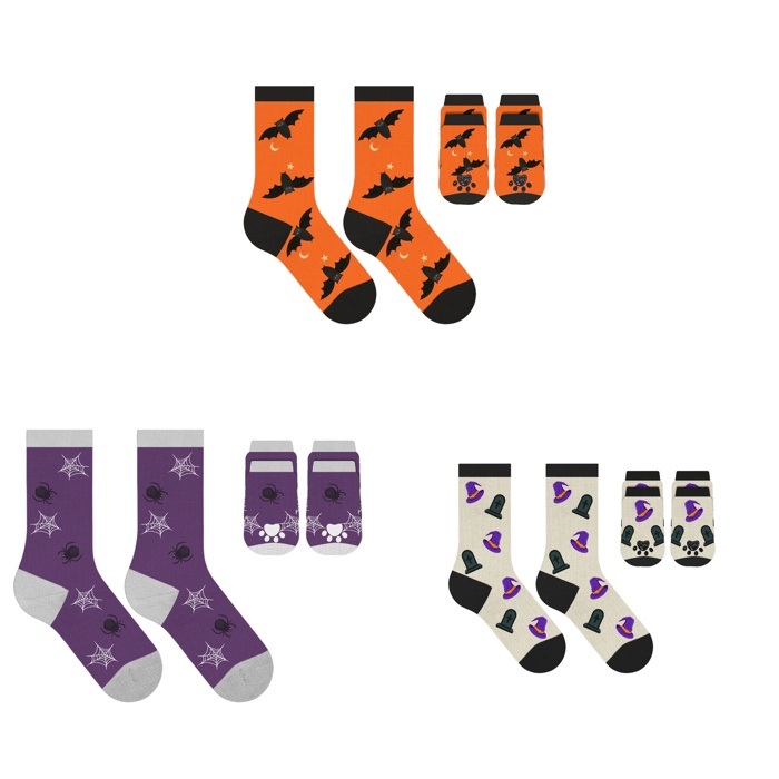 Spooky Halloween Matching Pet & Owner Socks, Funny Dog & Cat Lover Crew Socks, Soft Comfortable Holiday Gift (Set of 2 & 6)