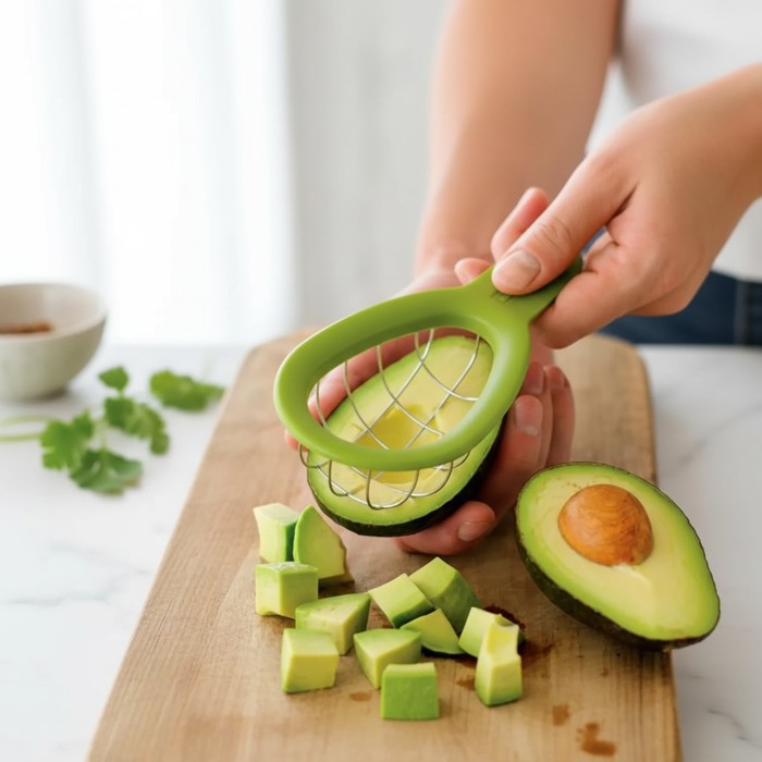 Stainless Steel Avocado Cuber Tool Wire Grid Dicer & Slicer for Perfect Even Cubes Ergonomic Kitchen Gadget for Salads & Guacamole