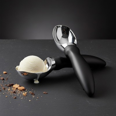 Premium Ice Cream Scoop Polished Steel Scooper with Comfortable Anti-Slip Handle for Easy Serving