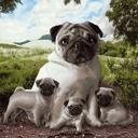 Queen Pug Family Plush Blanket ? Queen Size, Super Soft & Cozy