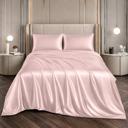 Blush Full/Double 4 Piece Satin Sheet Set, Silky Soft Cooling Bed Sheets, Deep Pocket Fitted Sheet, Breathable Luxury Bedding for All Seasons