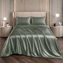 Evergreen Full/Double 4 Piece Satin Sheet Set, Silky Soft Cooling Bed Sheets, Deep Pocket Fitted Sheet, Breathable Luxury Bedding for All Seasons