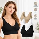  3-Pack Lightweight Seamless Bras Wireless Stretch Support with Wide Straps and Full-Coverage Comfort