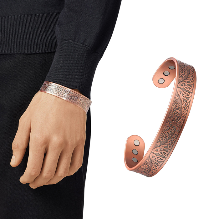 Set of 2 Adjustable Tree of Life Magnetic Therapy Copper Bracelet For Men and Women