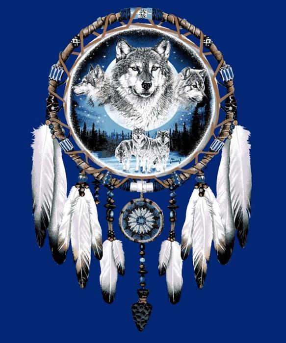 Dreamcatcher Wolf Plush Blanket ? Queen Size, Super Soft & Cozy