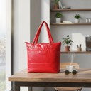 Red Lightweight Premium Puffer Quilted Tote Bag with Compartments | 4 Colors