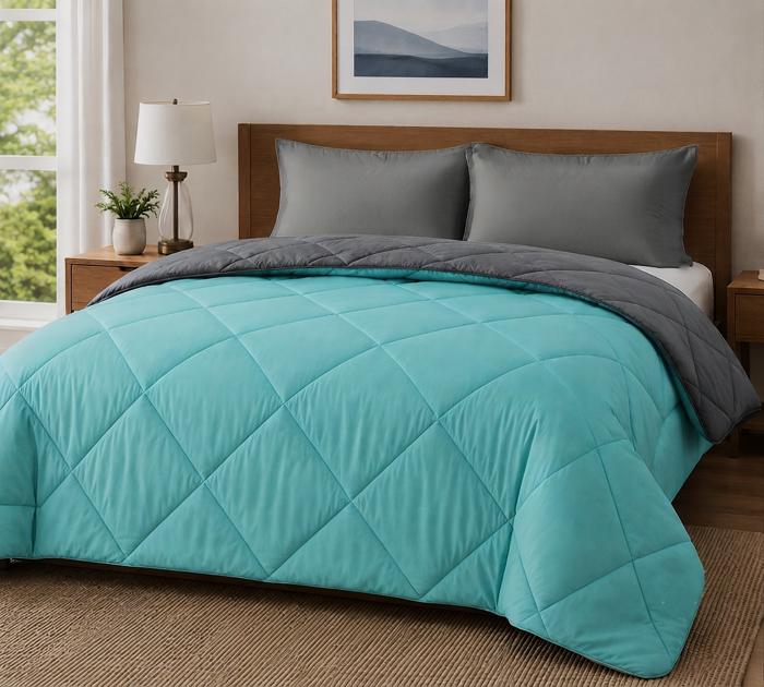 3-Piece Reversible Comforter Bedding Set with 2 Pillowcases, Lightweight Microfiber Construction, Soft Quilted Design for Year-Round Use, Available in Full/Queen & King/California King