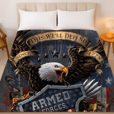 USA Armed Forces Plush Blanket ? Queen Size, Super Soft & Cozy