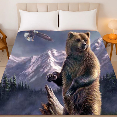 Grizzly Bear Queen Blanket ? Plush, Soft, and Machine Washable Throw