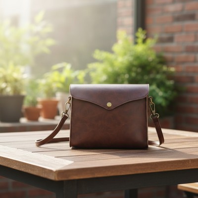Vintage Leather Crossbody Bag for Women Envelope Flap Shoulder Purse with Adjustable Strap Retro Satchel Handbag