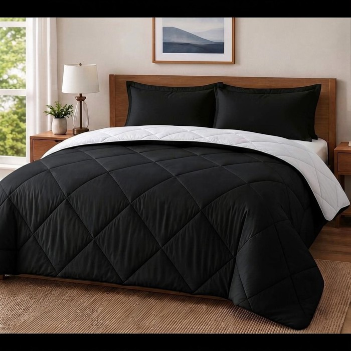 3-Piece Reversible Comforter Bedding Set with 2 Pillowcases, Lightweight Microfiber Construction, Soft Quilted Design for Year-Round Use, Available in Full/Queen & King/California King