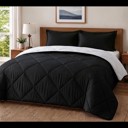 Black/White Queen 3-Piece Reversible Comforter Bedding Set with 2 Pillowcases, Lightweight Microfiber Construction, Soft Quilted Design for Year-Round Use, Available in Full/Queen & King/California King