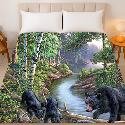 Black Bear Blanket - Plush Queen Size Throw, Extremely Soft & Washable