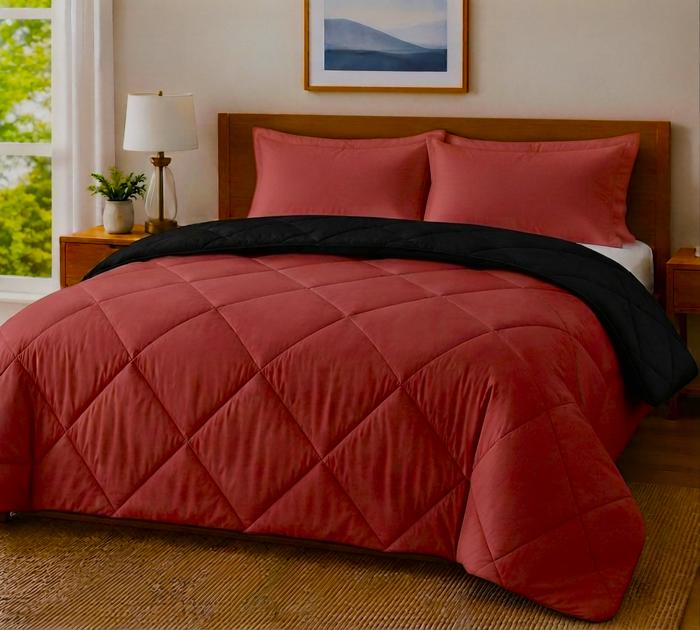 3-Piece Reversible Comforter Bedding Set with 2 Pillowcases, Lightweight Microfiber Construction, Soft Quilted Design for Year-Round Use, Available in Full/Queen & King/California King