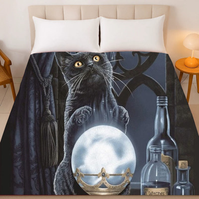 Witchy Black Cat Blanket ? Plush Queen Size Throw, Warm & Durable