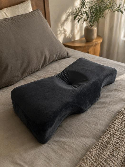 Cervical Pain Relief Memory Foam Pillow with Black Velvet Removable Zipper Cover