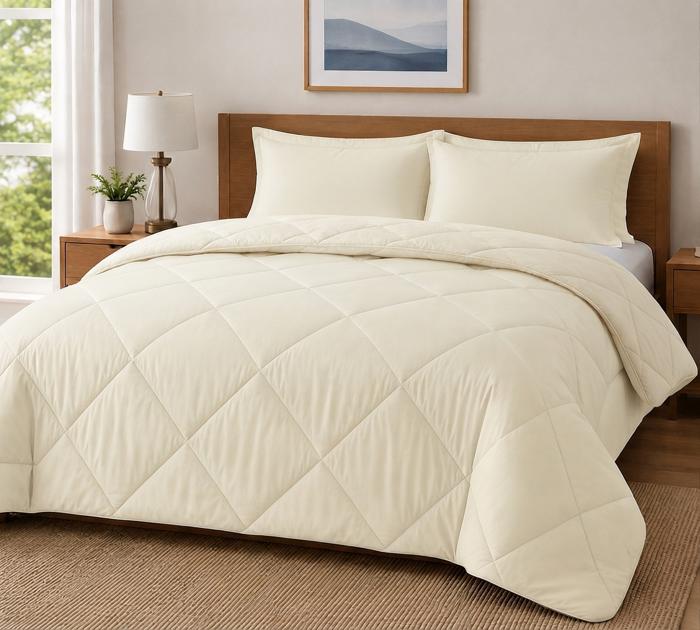 3-Piece Reversible Comforter Bedding Set with 2 Pillowcases, Lightweight Microfiber Construction, Soft Quilted Design for Year-Round Use, Available in Full/Queen & King/California King