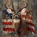 Queen Deer & American Flag Design Plush Queen Size Hunting Blanket