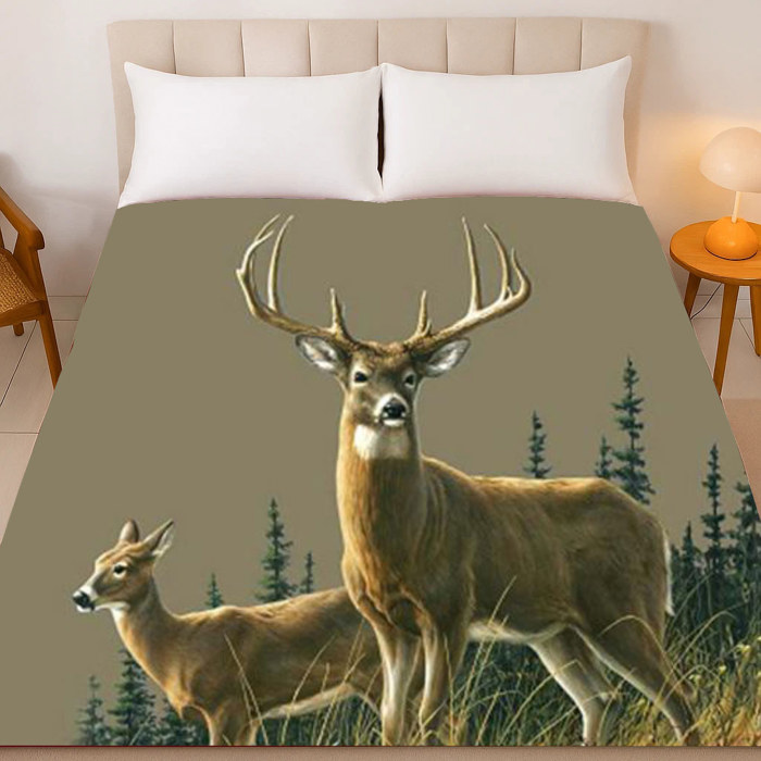 Autumn Whitetails Deer Blanket ? Plush Queen Size, Cozy & Warm